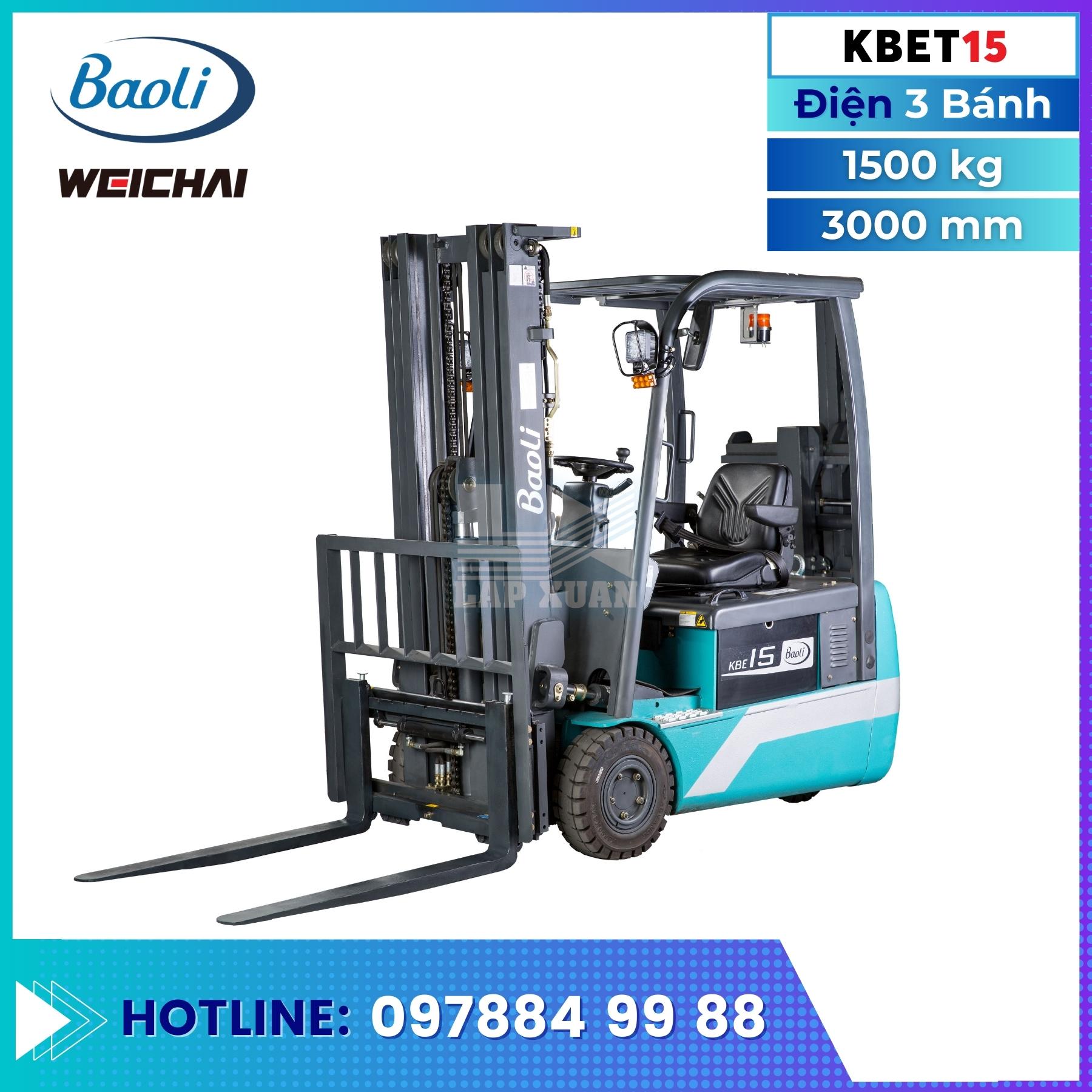 XE NÂNG ĐIỆN 3 BÁNH KBET15 - 1.5 TẤN